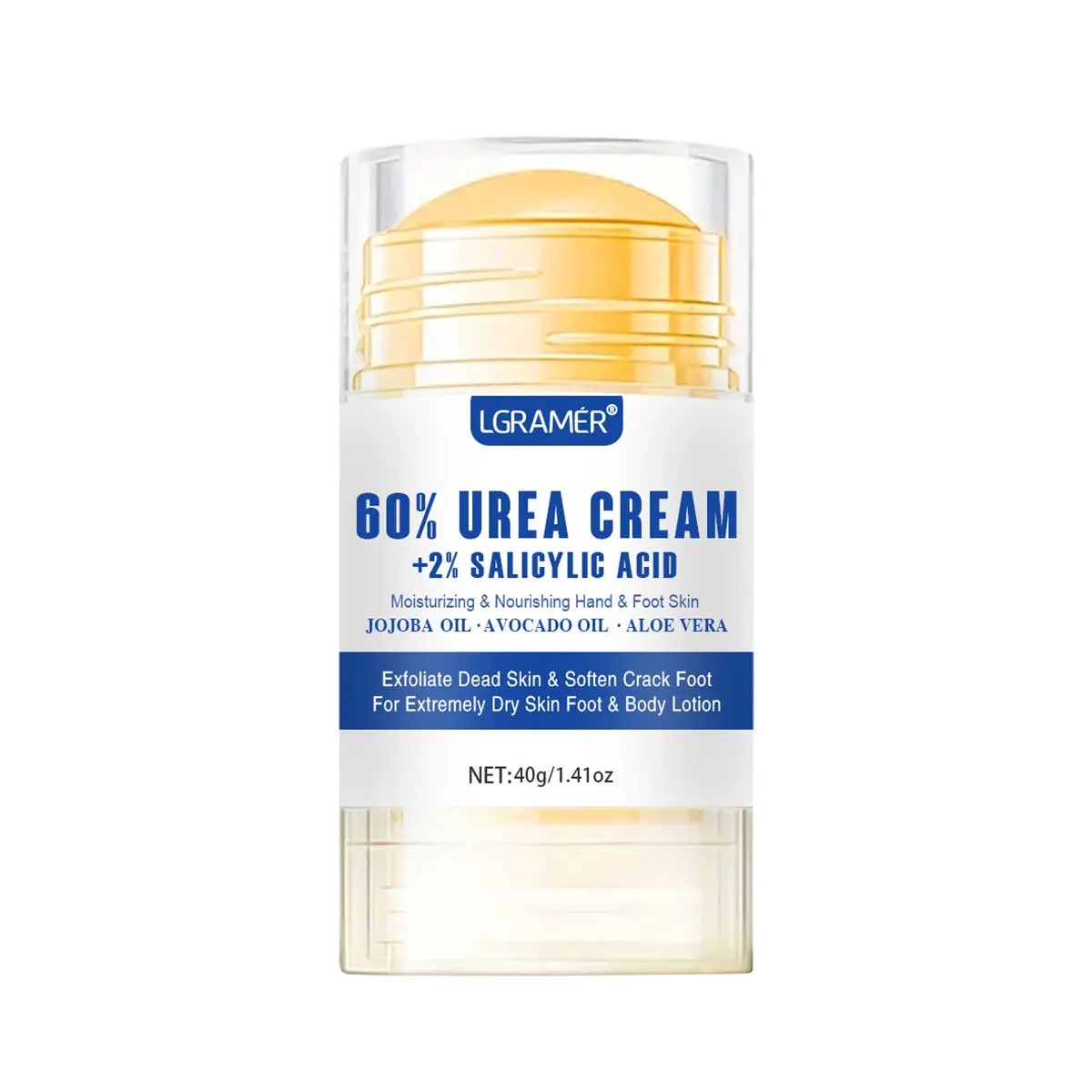 LGRAMER 40% Urea Foot Cream - Repairs Cracked Heels, Deep Moisturizer for Dry Rough Feet