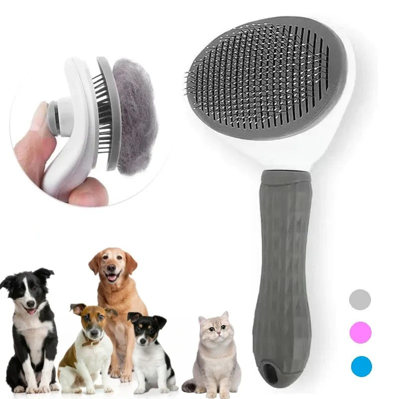 Self-Cleaning Pet Hair Remover Comb – Cat Slicker Brush for Shedding, Dog & Cat Grooming Brush – Easy Hair Removal Tool