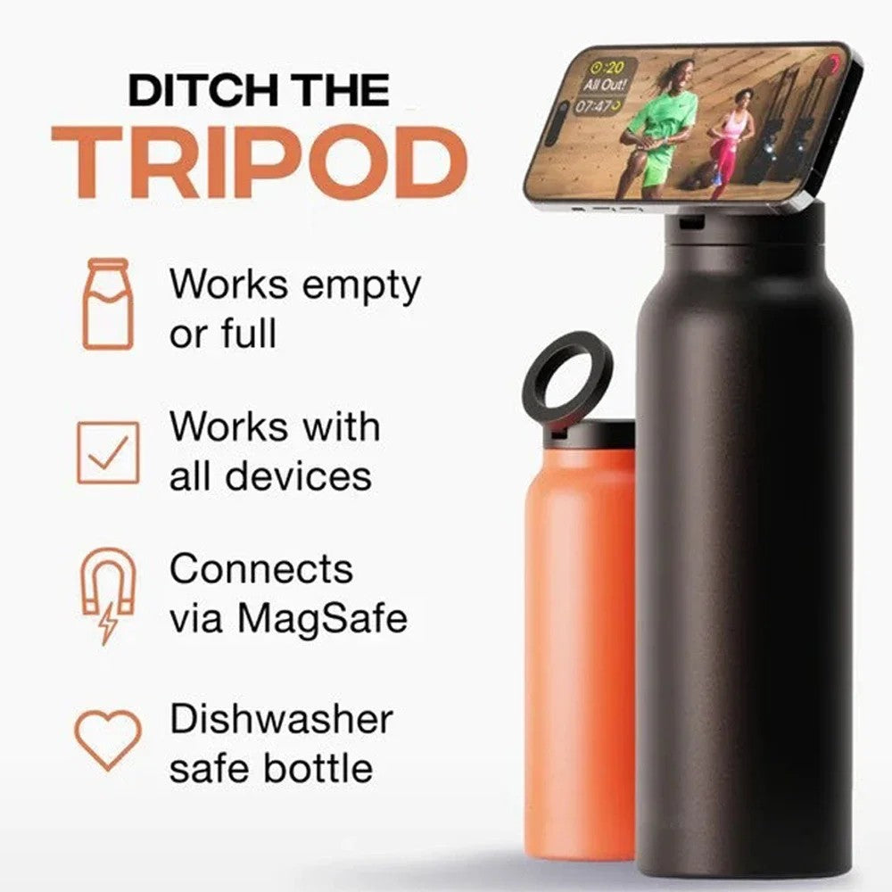 Custom 24oz Insulated Water Bottle with Magnetic Phone Holder – Stainless Steel Sports Bottle, Leakproof & Double-Wall Vacuum