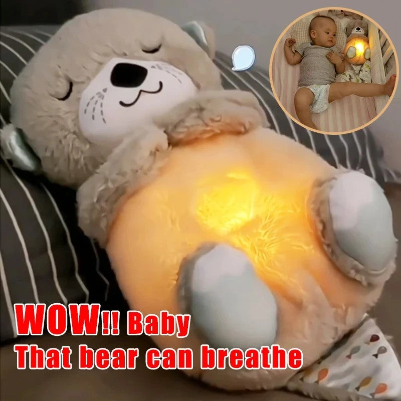 Baby Breathing Bear & Soothing Otter Plush Toy  Cuddly Sleep Companion with Music, Sound & Light Perfect Gift for Kids