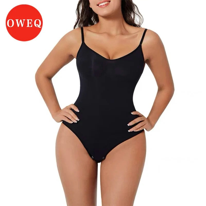 OWEQ Women Bodysuit Tummy Control Shapewear  High Compression Elastic Body Shaper, Seamless Sculpting Underwear for Smooth Look & Comfort