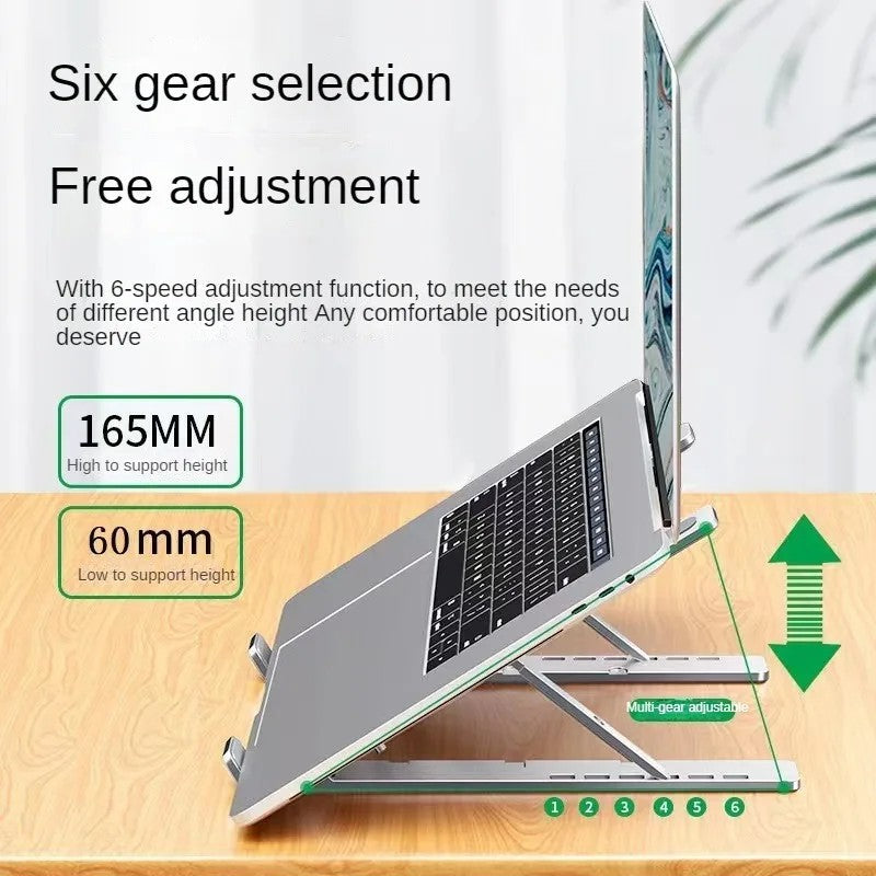 Aluminum Laptop Stand – Adjustable, Foldable & Portable Notebook Holder – Non-Slip Cooling Desk Mount for MacBook/PC