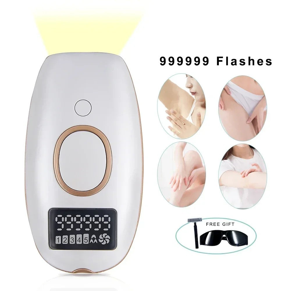 Laser IPL Hair Removal Device - Permanent Painless Epilator with LCD Screen, 990K Flashes for Women & Men