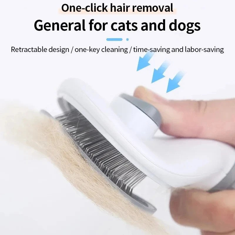 Self-Cleaning Pet Hair Remover Comb – Cat Slicker Brush for Shedding, Dog & Cat Grooming Brush – Easy Hair Removal Tool