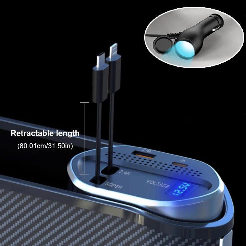 40W Wireless Charging Car Seat Gap Organizer – Fast Charge USB-C/Lightning – Auto Center Console Storage Box with 5 Pockets