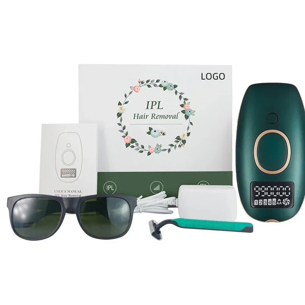 Laser IPL Hair Removal Device - Permanent Painless Epilator with LCD Screen, 990K Flashes for Women & Men