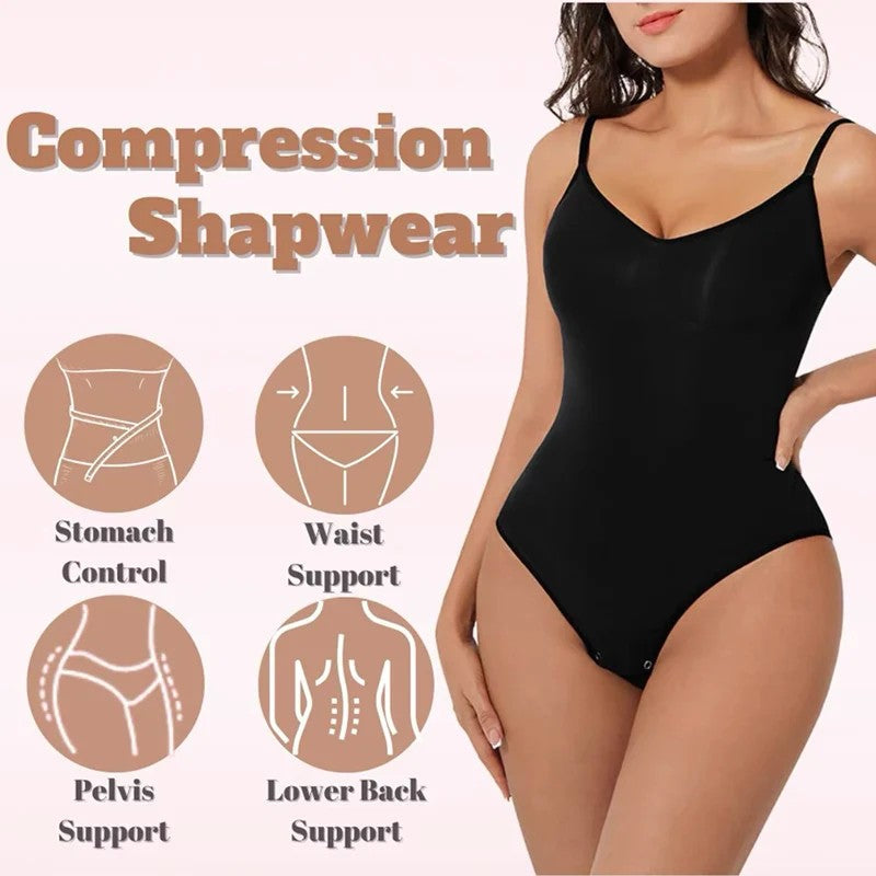OWEQ Women Bodysuit Tummy Control Shapewear  High Compression Elastic Body Shaper, Seamless Sculpting Underwear for Smooth Look & Comfort