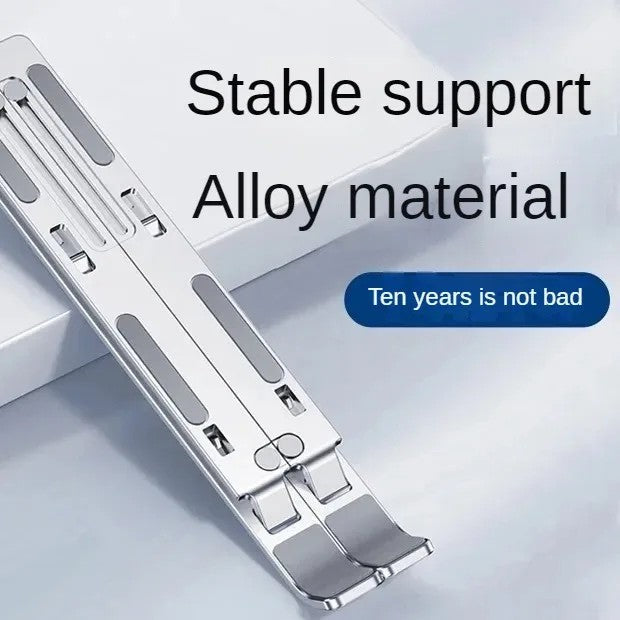 Aluminum Laptop Stand – Adjustable, Foldable & Portable Notebook Holder – Non-Slip Cooling Desk Mount for MacBook/PC