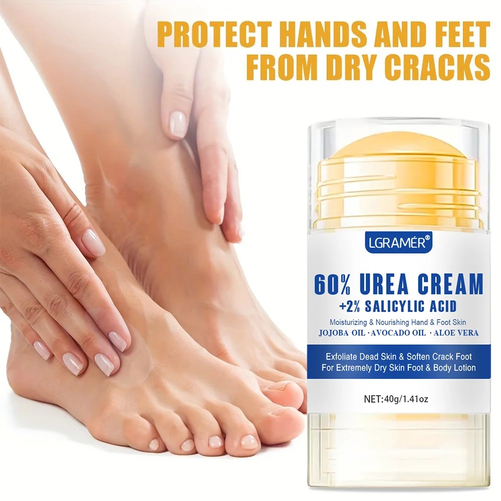 LGRAMER 40% Urea Foot Cream - Repairs Cracked Heels, Deep Moisturizer for Dry Rough Feet
