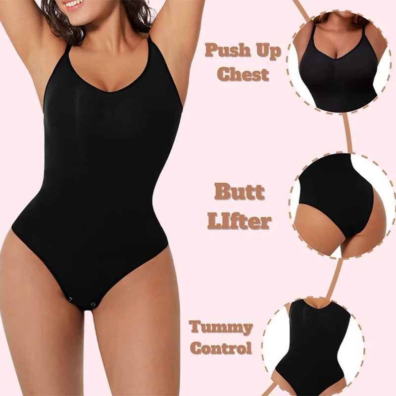 OWEQ Women Bodysuit Tummy Control Shapewear  High Compression Elastic Body Shaper, Seamless Sculpting Underwear for Smooth Look & Comfort