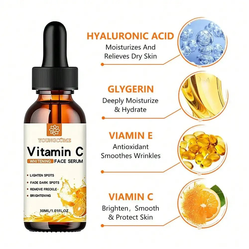Vitamin C Facial Essence with Hyaluronic Acid – Dark Spot Remover & Anti-Aging Moisturizer – Brightening Skin Care (30ml)