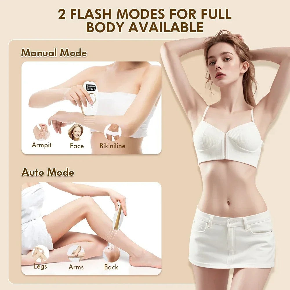 Laser IPL Hair Removal Device - Permanent Painless Epilator with LCD Screen, 990K Flashes for Women & Men
