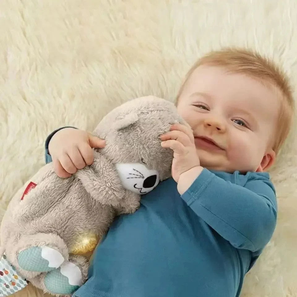Baby Breathing Bear & Soothing Otter Plush Toy  Cuddly Sleep Companion with Music, Sound & Light Perfect Gift for Kids
