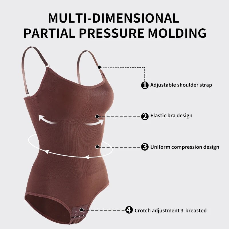OWEQ Women Bodysuit Tummy Control Shapewear  High Compression Elastic Body Shaper, Seamless Sculpting Underwear for Smooth Look & Comfort