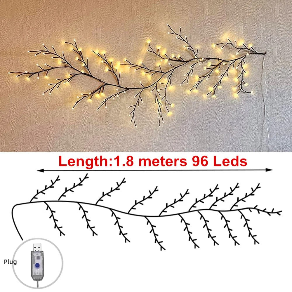 USB LED Vine Lights – Rattan Branch String Lights with 8 Modes for Wall & Home Decor