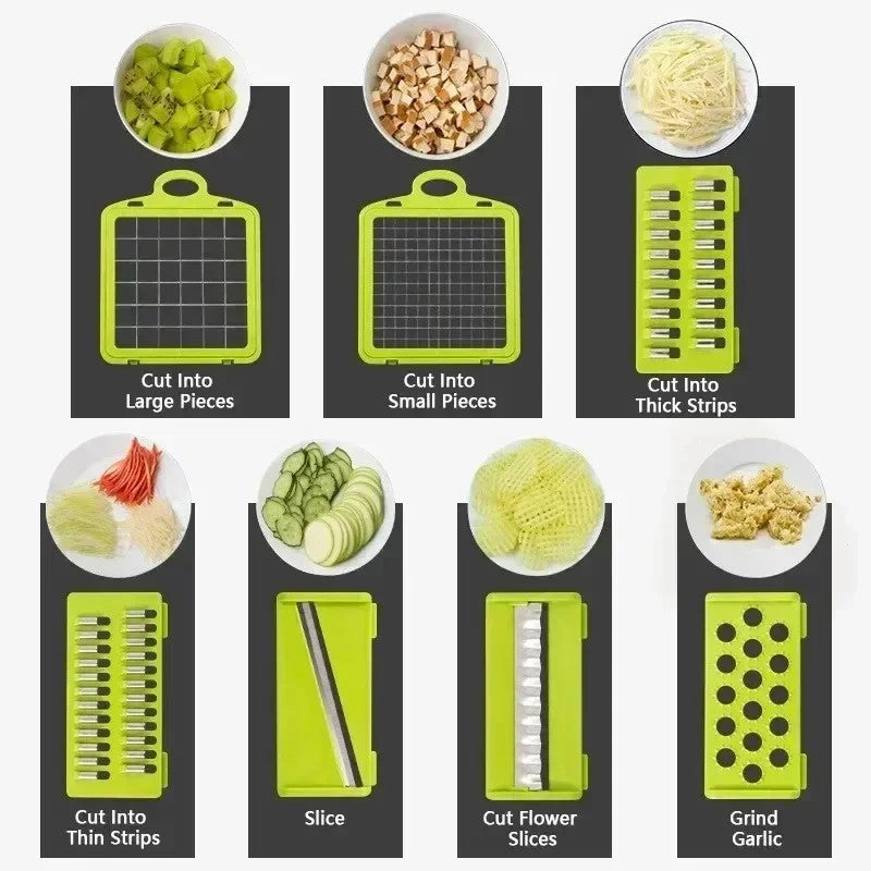 14-in-1 Multifunctional Vegetable Chopper – Onion Dicer, Food Grater & Kitchen Slicer – Quick Handheld Veggie Cutter