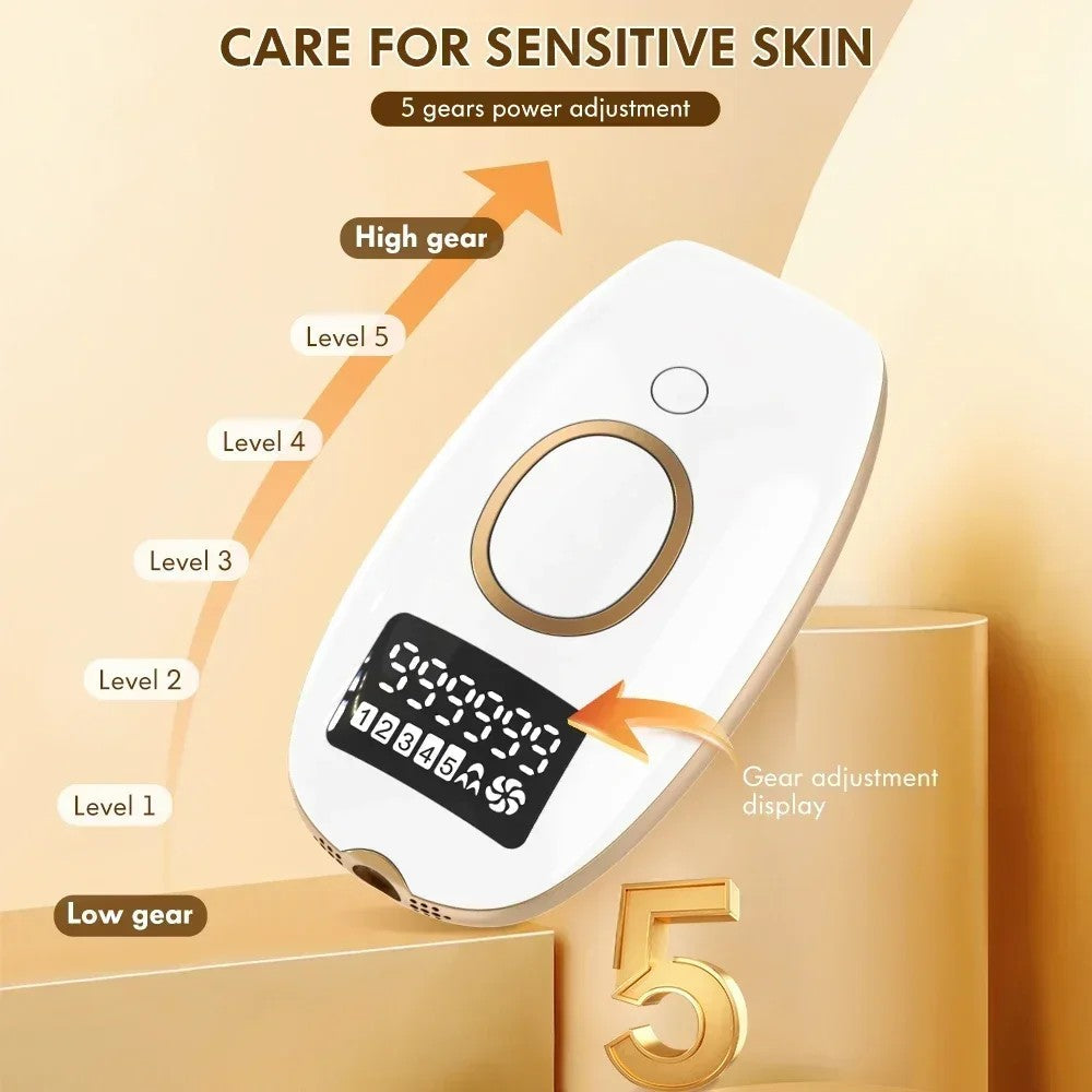 Laser IPL Hair Removal Device - Permanent Painless Epilator with LCD Screen, 990K Flashes for Women & Men