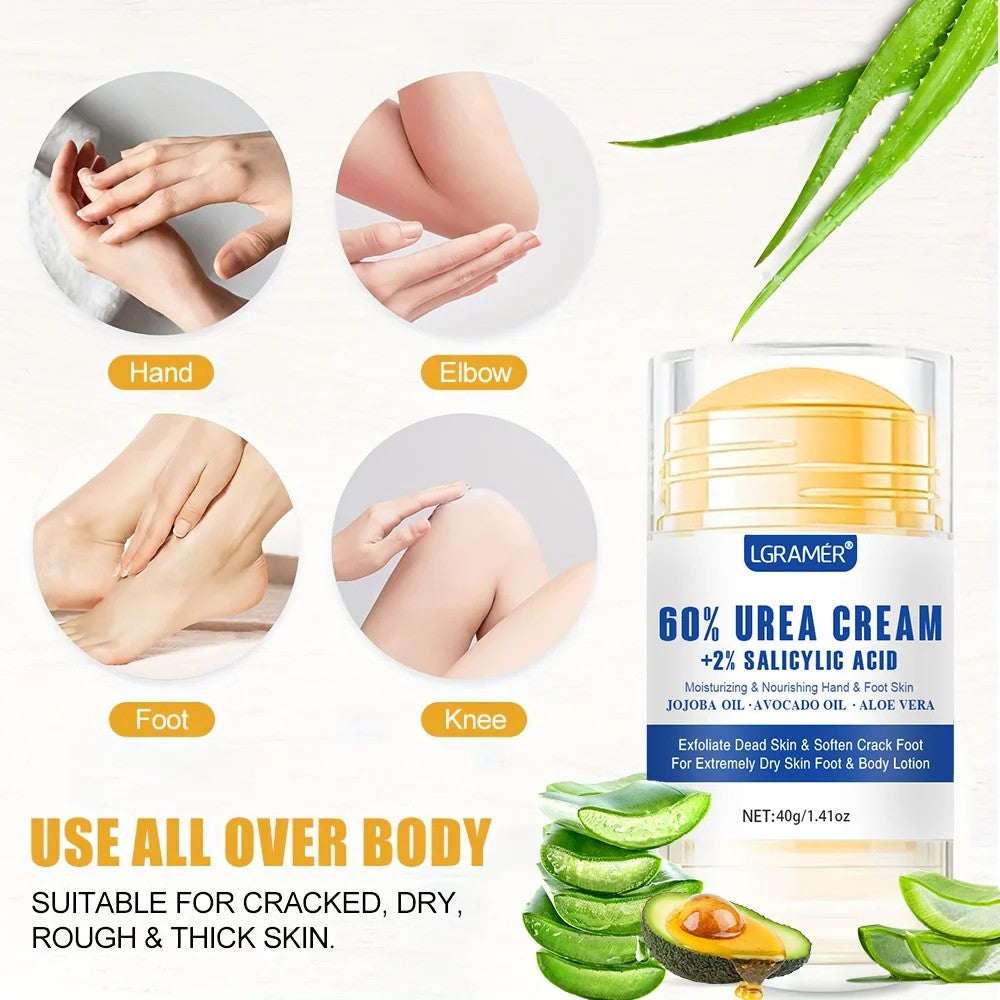 LGRAMER 40% Urea Foot Cream - Repairs Cracked Heels, Deep Moisturizer for Dry Rough Feet