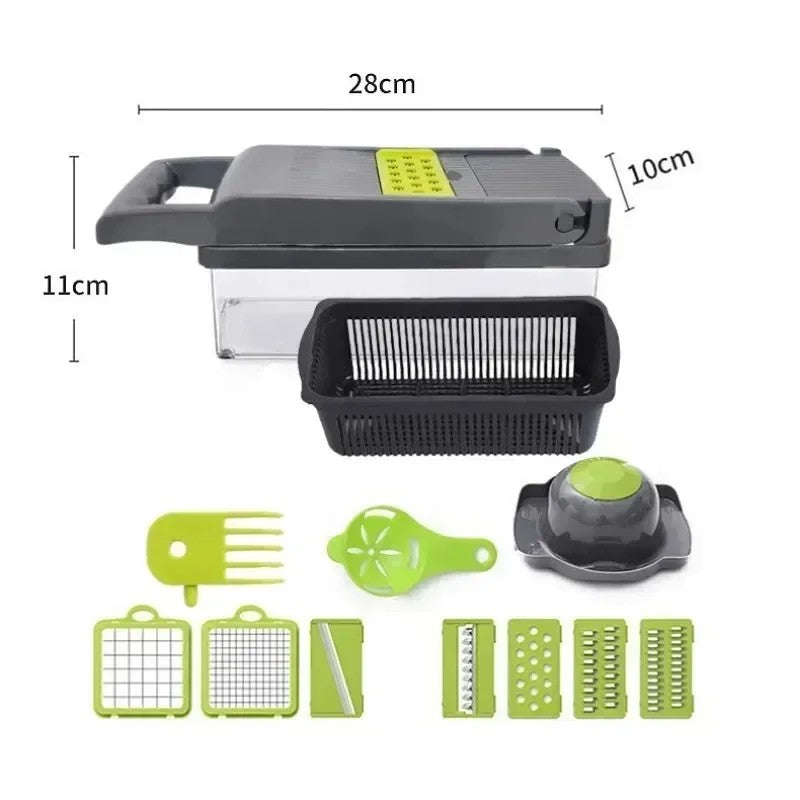 14-in-1 Multifunctional Vegetable Chopper – Onion Dicer, Food Grater & Kitchen Slicer – Quick Handheld Veggie Cutter
