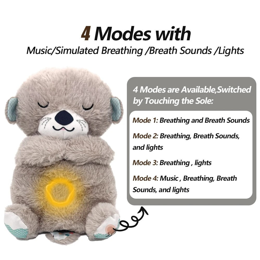 Baby Breathing Bear & Soothing Otter Plush Toy  Cuddly Sleep Companion with Music, Sound & Light Perfect Gift for Kids